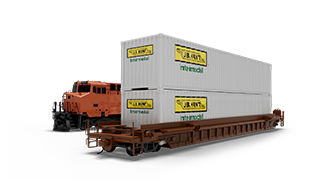 3d model of intermodal train car with locomotive engine