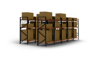 fulfillment 3d image of boxes stacked in a warehouse