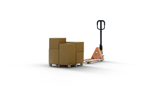 3d model of pallet jack with boxes
