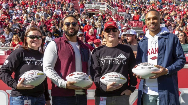 J.B. Hunt Employees Recognized During University of Arkansas Military Appreciation Game