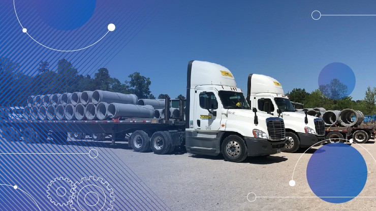 Customer Solutions Truck Composite Image Two Dedicated trucks with illustrations superimposed