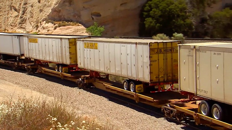 historic intermodal trailer on train photo