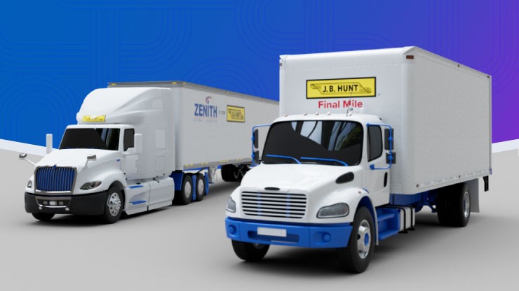 3D rendered Zenith truck and J.B. Hunt box truck