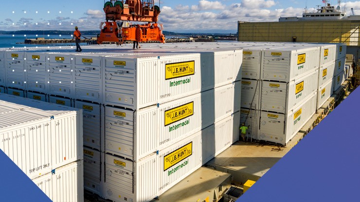 image of J.B. Hunt intermodal shipping containers