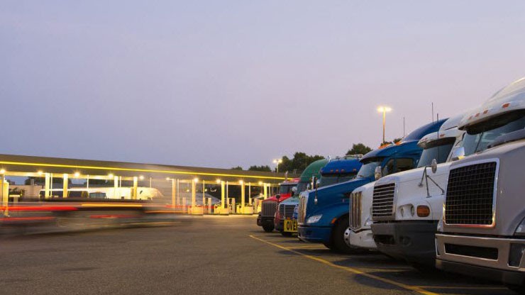 Trucks at a truck stop Trucks at a truck stop