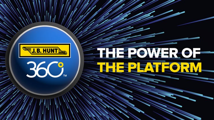 digital rendering of a J.B. Hunt 360 logo next to the text "The Power of the Platform"