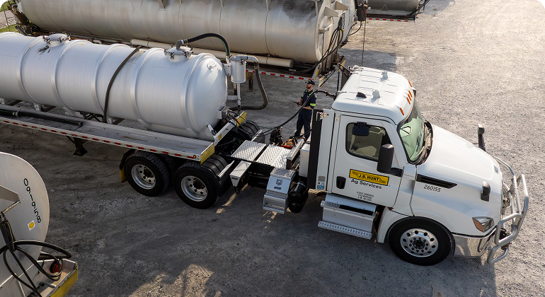 aerial shot of tanker truck