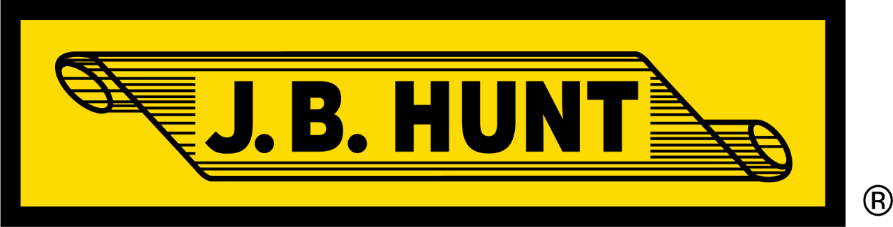 J.B. Hunt yellow scroll banner logo