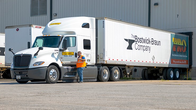 bostwick-braun truck at loading facility