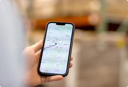 User looking up location data on app