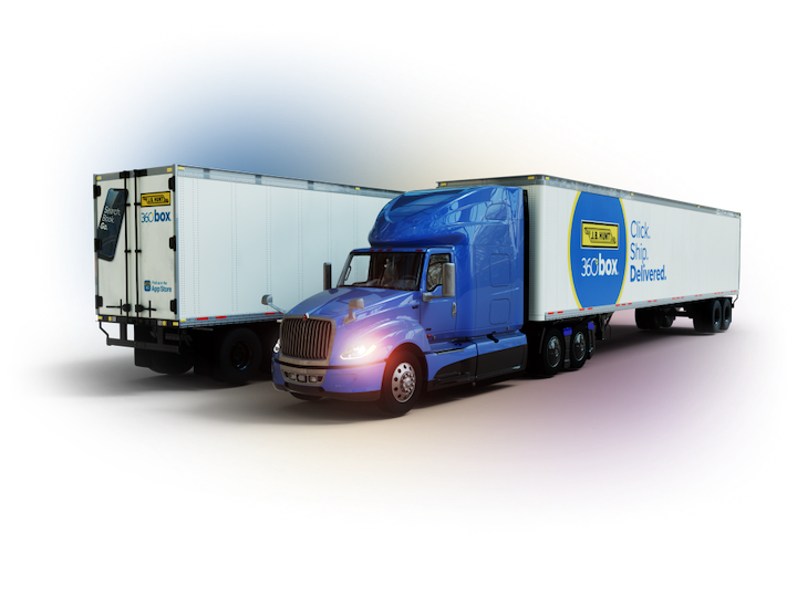 3d render of two J.B. hunt trucks facing opposite direction