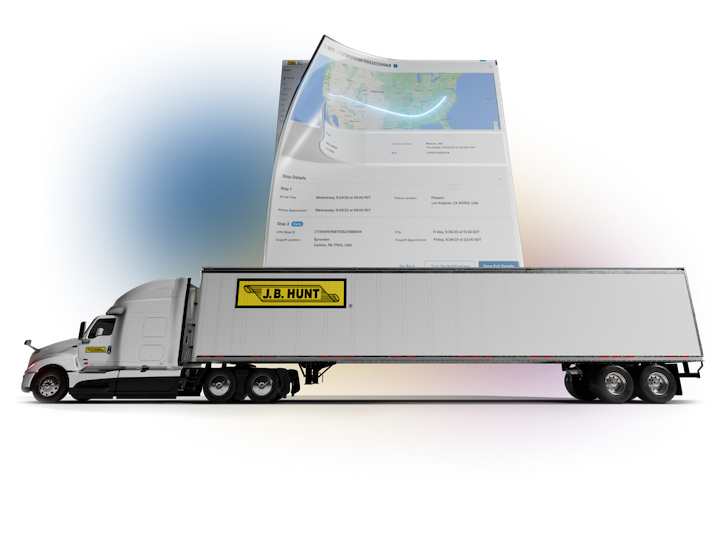 3d render of j.b. hunt truck and app 