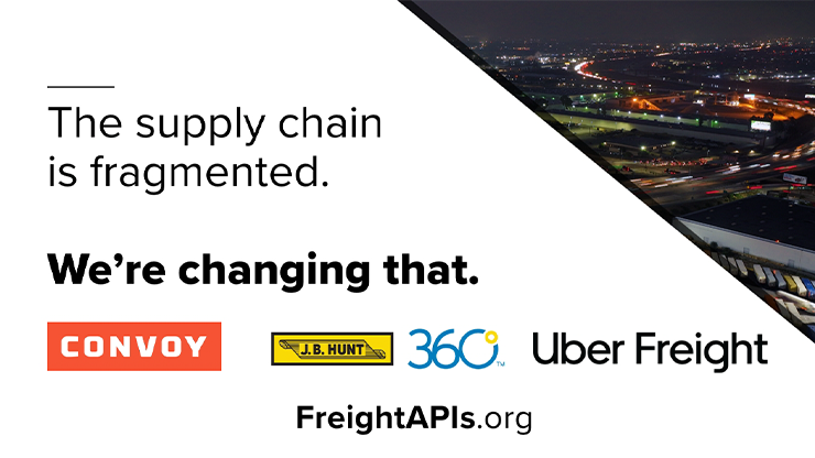 Aerial view of a city at night next to text that says "the supply chain is fragmented. We're changing that."