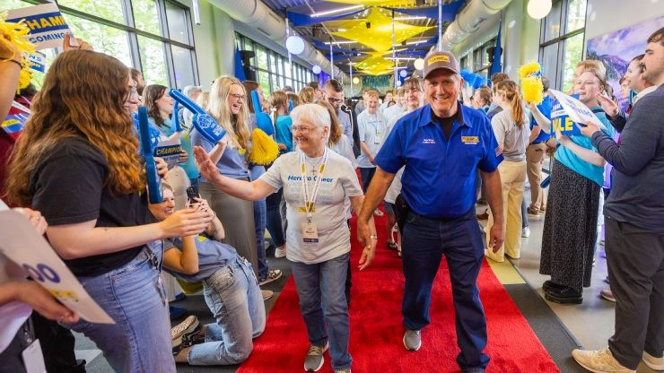 driver walks million mile walk of fame with family member
