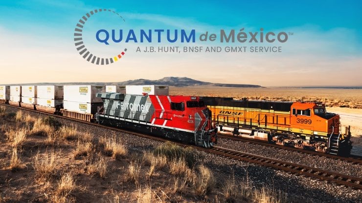 BNSF and GMXT trains pulling cars with J.B. Hunt containers 3d model