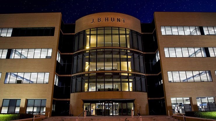 J.B. Hunt corporate building b at night