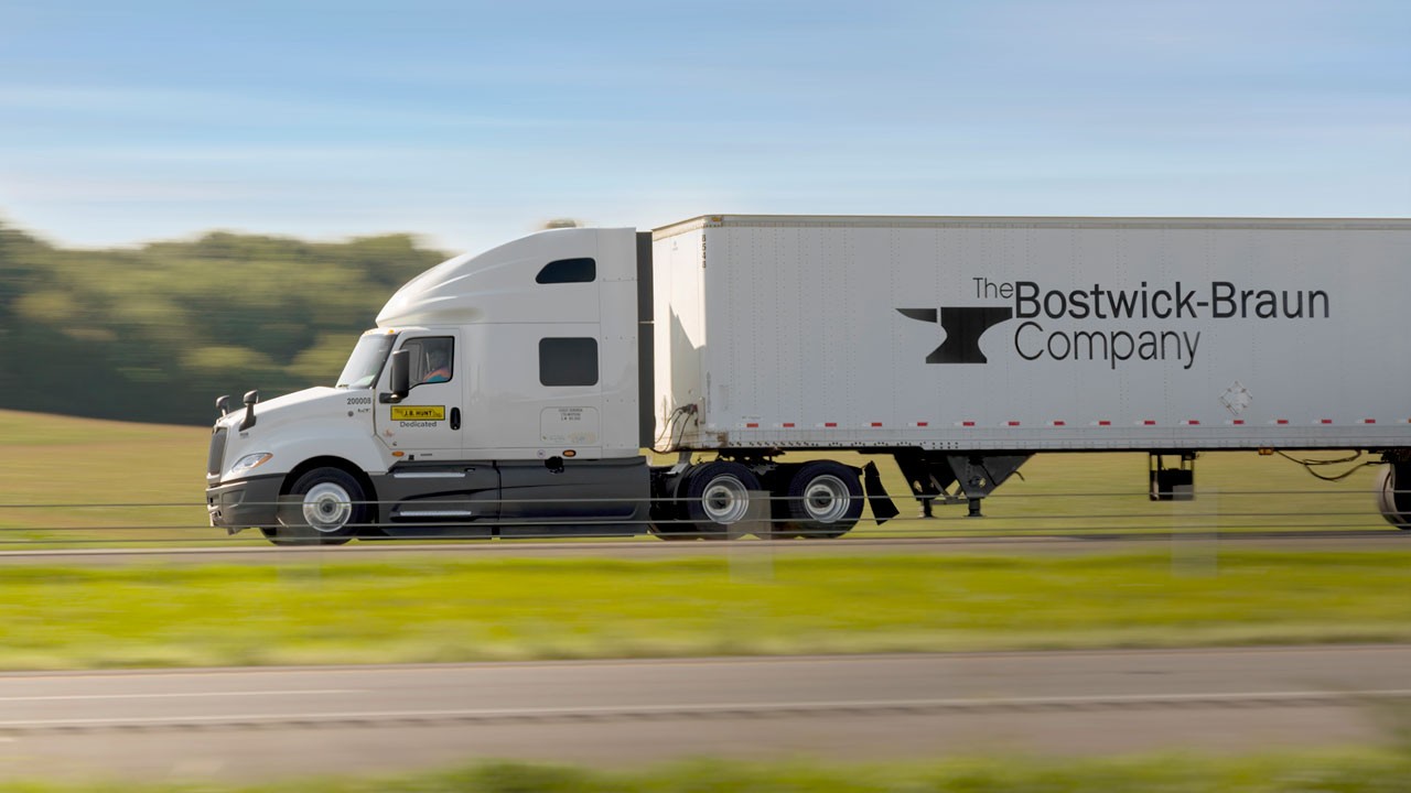 bostwick-braun truck rolling down the highway