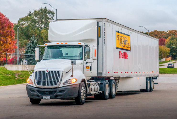 J.B. Hunt Final Mile tractor trailer parked in a parking lot