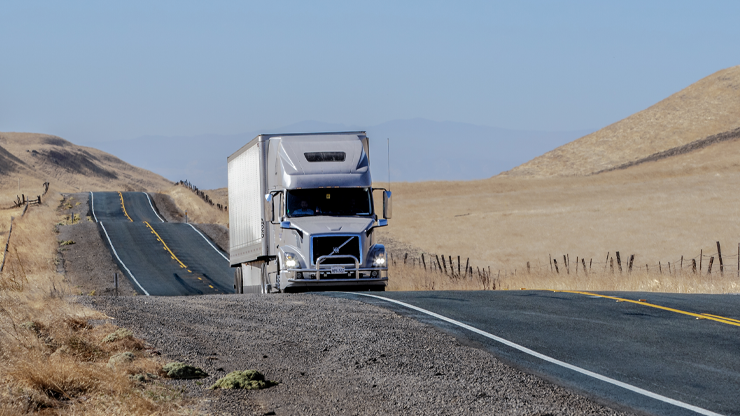 tractor trailer on two lane highway