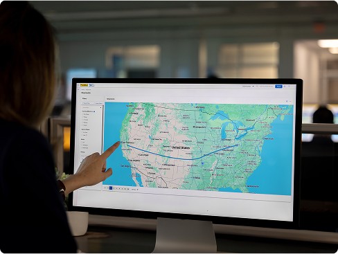 Employee tracking shipment location on computer